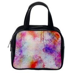 Watercolor Galaxy Purple Pattern Classic Handbags (one Side) by paulaoliveiradesign