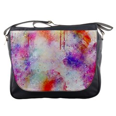 Watercolor Galaxy Purple Pattern Messenger Bags by paulaoliveiradesign