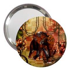 Steampunk, Steampunk Elephant With Clocks And Gears 3  Handbag Mirrors by FantasyWorld7