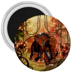 Steampunk, Steampunk Elephant With Clocks And Gears 3  Magnets by FantasyWorld7