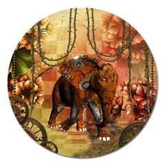 Steampunk, Steampunk Elephant With Clocks And Gears Magnet 5  (round) by FantasyWorld7