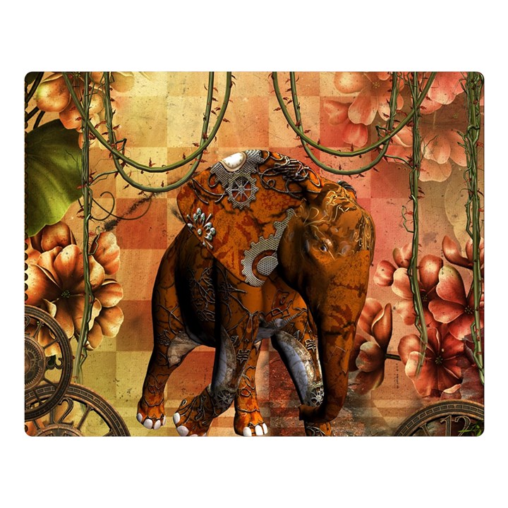 Steampunk, Steampunk Elephant With Clocks And Gears Double Sided Flano Blanket (Large) 