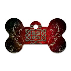 The Celtic Knot With Floral Elements Dog Tag Bone (two Sides) by FantasyWorld7