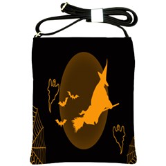 Day Hallowiin Ghost Bat Cobwebs Full Moon Spider Shoulder Sling Bags by Mariart