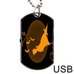 Day Hallowiin Ghost Bat Cobwebs Full Moon Spider Dog Tag Usb Flash (one Side) by Mariart