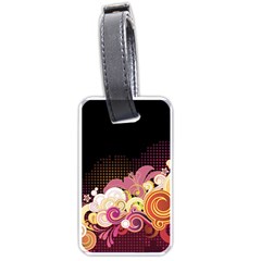 Flower Back Leaf Polka Dots Black Pink Luggage Tags (one Side) 