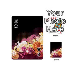 Flower Back Leaf Polka Dots Black Pink Playing Cards 54 (mini) 