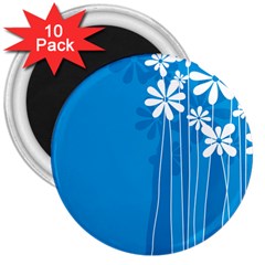 Flower Blue 3  Magnets (10 Pack) 