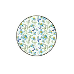 Flower Blue Butterfly Leaf Green Hat Clip Ball Marker (4 Pack)