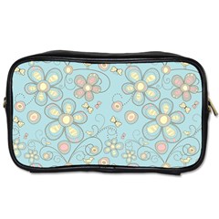 Flower Blue Butterfly Bird Yellow Floral Sexy Toiletries Bags by Mariart