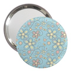 Flower Blue Butterfly Bird Yellow Floral Sexy 3  Handbag Mirrors