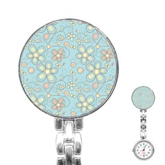 Flower Blue Butterfly Bird Yellow Floral Sexy Stainless Steel Nurses Watch by Mariart