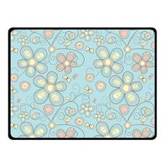 Flower Blue Butterfly Bird Yellow Floral Sexy Double Sided Fleece Blanket (small) 