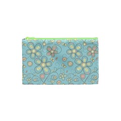 Flower Blue Butterfly Bird Yellow Floral Sexy Cosmetic Bag (xs) by Mariart