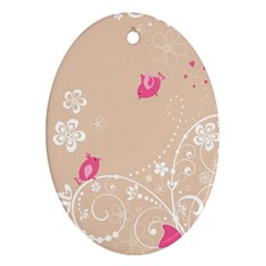 Flower Bird Love Pink Heart Valentine Animals Star Ornament (oval) by Mariart