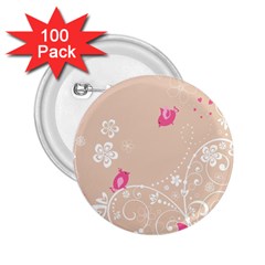 Flower Bird Love Pink Heart Valentine Animals Star 2 25  Buttons (100 Pack) 