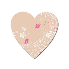 Flower Bird Love Pink Heart Valentine Animals Star Heart Magnet by Mariart