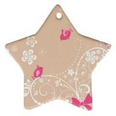 Flower Bird Love Pink Heart Valentine Animals Star Star Ornament (two Sides) by Mariart