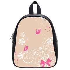 Flower Bird Love Pink Heart Valentine Animals Star School Bag (small)