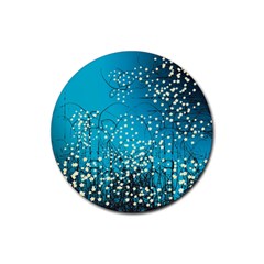 Flower Back Leaf River Blue Star Rubber Round Coaster (4 Pack)  by Mariart