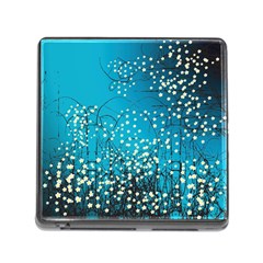 Flower Back Leaf River Blue Star Memory Card Reader (square) by Mariart