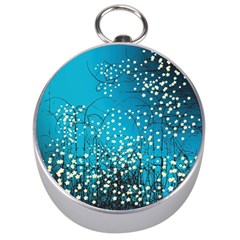 Flower Back Leaf River Blue Star Silver Compasses by Mariart