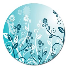 Flower Blue River Star Sunflower Magnet 5  (round) by Mariart
