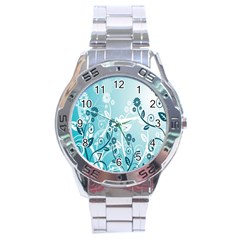 Flower Blue River Star Sunflower Stainless Steel Analogue Watch by Mariart