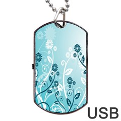 Flower Blue River Star Sunflower Dog Tag Usb Flash (one Side)