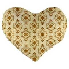 Flower Brown Star Rose Large 19  Premium Flano Heart Shape Cushions