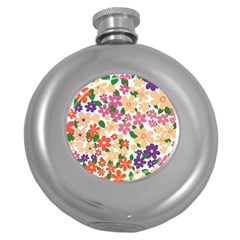 Flower Floral Rainbow Rose Round Hip Flask (5 Oz) by Mariart