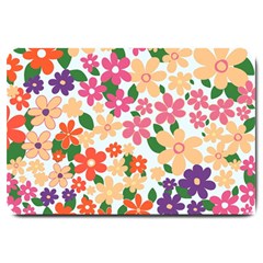 Flower Floral Rainbow Rose Large Doormat  by Mariart