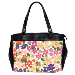 Flower Floral Rainbow Rose Office Handbags (2 Sides) 