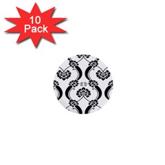 Flower Floral Black Sexy Star Black 1  Mini Buttons (10 Pack) 