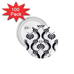 Flower Floral Black Sexy Star Black 1.75  Buttons (100 pack) 