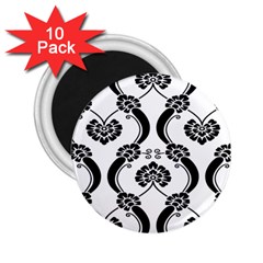 Flower Floral Black Sexy Star Black 2 25  Magnets (10 Pack) 