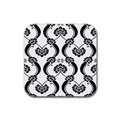 Flower Floral Black Sexy Star Black Rubber Coaster (Square) 