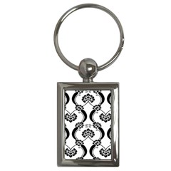 Flower Floral Black Sexy Star Black Key Chains (Rectangle) 