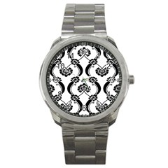 Flower Floral Black Sexy Star Black Sport Metal Watch by Mariart