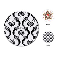 Flower Floral Black Sexy Star Black Playing Cards (Round) 