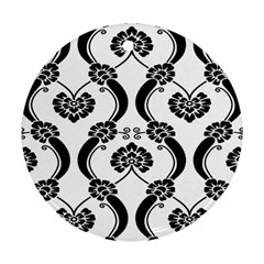 Flower Floral Black Sexy Star Black Round Ornament (Two Sides)