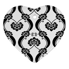 Flower Floral Black Sexy Star Black Heart Ornament (Two Sides)