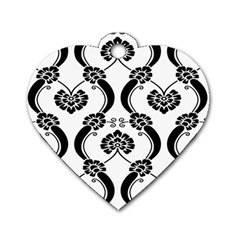 Flower Floral Black Sexy Star Black Dog Tag Heart (Two Sides)