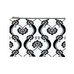 Flower Floral Black Sexy Star Black Cosmetic Bag (Large) 