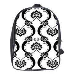 Flower Floral Black Sexy Star Black School Bag (large)