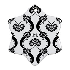 Flower Floral Black Sexy Star Black Snowflake Ornament (Two Sides)