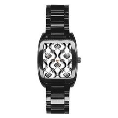 Flower Floral Black Sexy Star Black Stainless Steel Barrel Watch