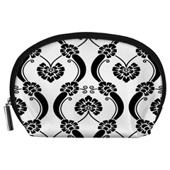 Flower Floral Black Sexy Star Black Accessory Pouches (Large) 