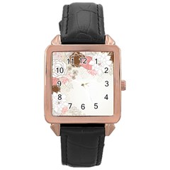 Flower Floral Rose Sunflower Star Sexy Pink Rose Gold Leather Watch 
