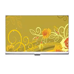 Flower Floral Yellow Sunflower Star Leaf Line Gold Business Card Holders